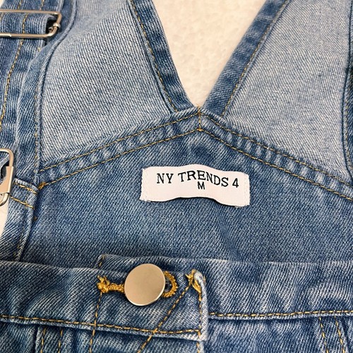 NY Trends 4 Women’s Short Overalls Sz Medium Raw Hem  - Picture 3 of 3