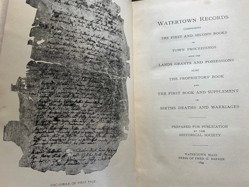 Massachusetts Watertown / Watertown Records Comprising The First and Second 1st - Imagen 2 de 3