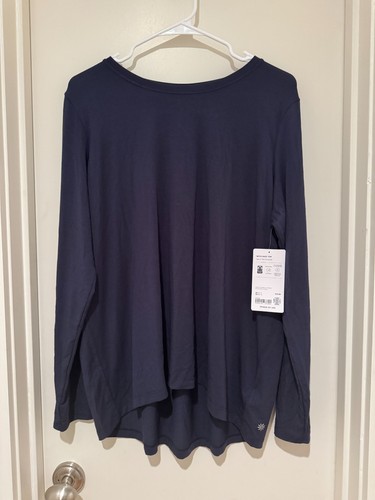 Nuovo con etichetta! Girocollo Athleta MED TALL blu navy manica lunga con facilità ($59) - Foto 1 di 4