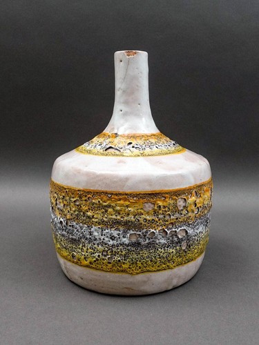 Raymor ARN Italy Mid Century Modern Lava Volcanic Glazed Pottery Jug Vase (Read) - Picture 3 of 8