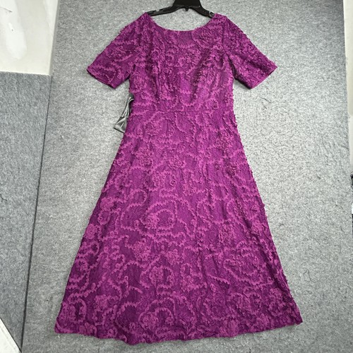 JS Collections Dress Womens Purple Lace A-Line Midi Cocktail Evening, Size 12 - Picture 1 of 7