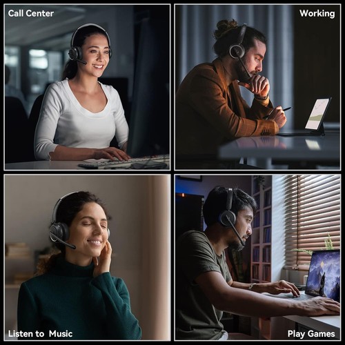 Wireless Headset with Mic for Work,Bluetooth Headset with Microphone (Noise - Picture 7 of 8