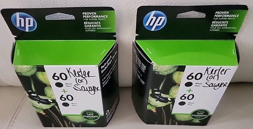 Twin-Pack Genuine HP 60 Black CZ071FN Ink Cartridges, Exp.2020 ** SEALED PACKS - Picture 6 of 8