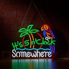 ZODZ Its 5 00 O'clock Some Where Parrot Neon Sign Green+White+Red+Blue+Yellow 