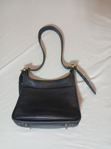 Vintage Legacy Coach Black Leather Crossbody Bag With Strap #9966 - Picture 1 of 24