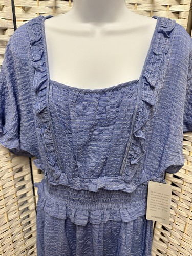 Max Studio Women's Yarn Dye Flutter Sleeve Dress, Blue Gingham-XL - Picture 7 of 11