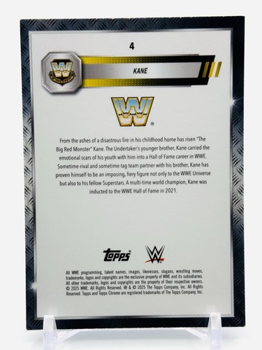 KANE - BLUE SAPPHIRE REFRACTOR #4 - 2025 Topps Chrome Sapphire WWE - Picture 2 of 2