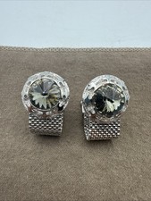 Vintage Men s Cuff Links Silver Tone Faceted Rhinestone