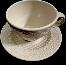 Longaberger American Craft Collectors Club Cream Large Cup Mug and Saucer