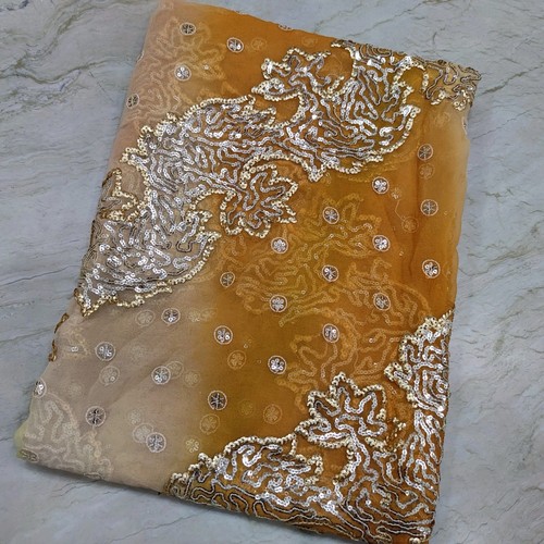Klassischer indischer Dupatta langer Schal Pailletten Handstickerei Georgette Schleier Stola L - Bild 1 von 7