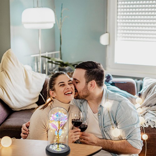 LED Ewige Rose im Glas für Frauen Geburtstag Valentinstag Geschenk Schöne Biest - Bild 10 von 16