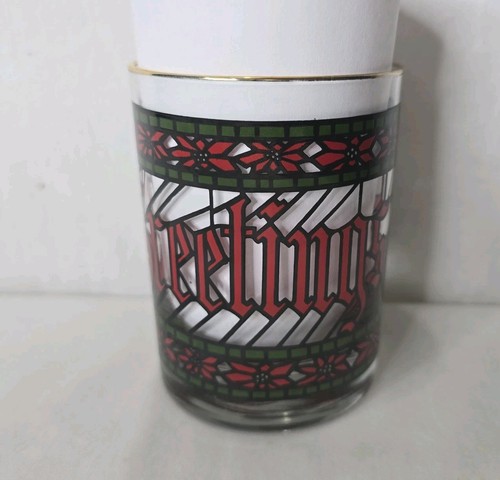 Vintage Christmas Houze Low Ball Glass Seasons Greetings Whiskey Replacement  - Picture 3 of 7