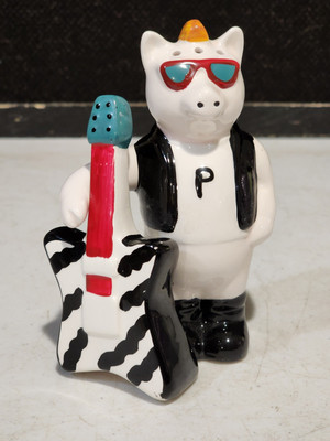 Set of Vandor Salt & Pepper Shakers ROCK AND ROLL PIG WITH GUITAR