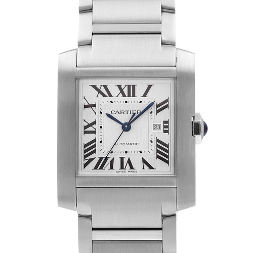 Cartier Tank Francaise WSTA0067 4469 36mm Large Silver Roman Steel Mens Watch