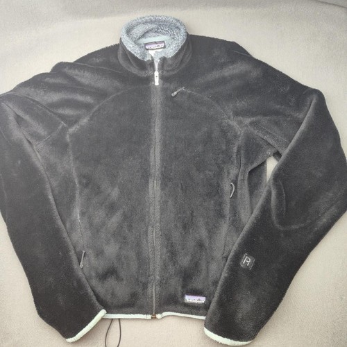 Chaqueta Patagonia Mujer Grande Negra Difusa Cremallera Completa Estilo Retro R Logo 36112 - Imagen 1 de 10
