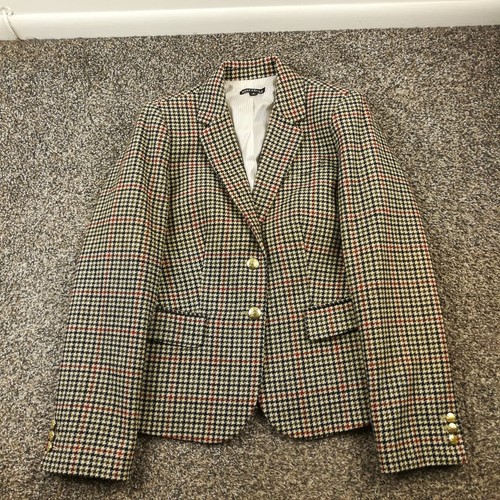 NWOT J Crew Blazer Jacket Gold Button Schoolboy Tweed Wool Houndstooth Womens 6 - Picture 2 of 16