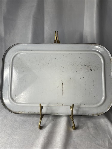 Vtg Rectangular Enamelware White Refrigerator Box Container Lid 12.75 X 8 1/8” - Picture 5 of 8