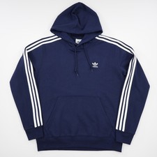 Adidas Originals Men's Kangaroo Pocket Adicolor Classics 3 Stripes Hoodie Navy L