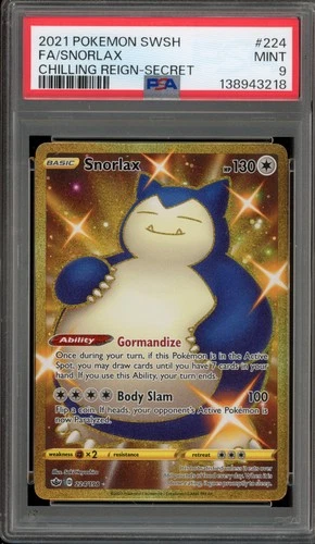 Pokemon Snorlax Chilling Reign Secret Rare #224 PSA 9 Mint