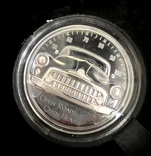 Coche clásico Cook Islands 2021 carreteras abiertas $10 2 oz. .999 NEGRO PROOF ALTO RELIEVE - Imagen 3 de 5