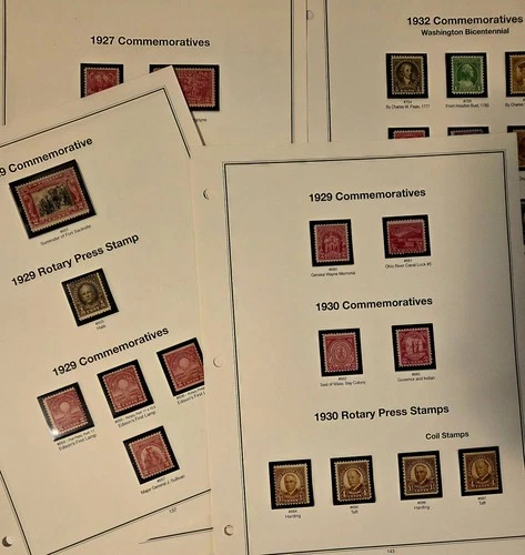 USA Stamp Collection Lot on Pages Commemoratives & Postage Due 1916-1934