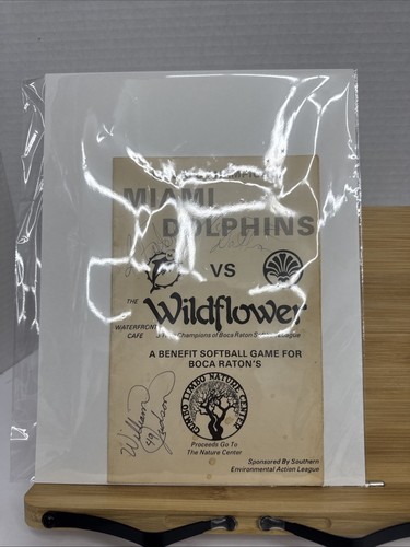 Sign program 1982 benefit softball game Miami Dolphins versus the wildflower