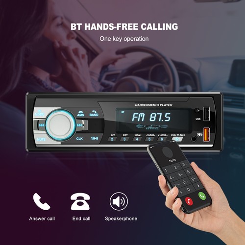 Single 1Din Car Stereo Radio AUX-IN USB TF Head Unit Handsfree Calling Bluetooth - Picture 7 of 9