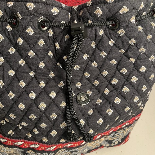 Zaino Vera Bradley vintage nero rosso floreale con coulisse 100% cotone ritirato - Foto 9 di 20