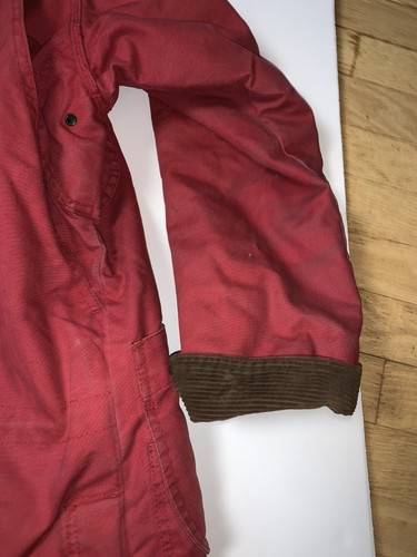 Vintage Bern Barn Chore Jacke Mantel Damen rot gefüttert Canvas Cord Kragen - Bild 13 von 14
