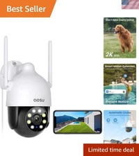 Waterproof 2K Outdoor Camera: 360° Surveillance, Siren & Full Color Night Vision