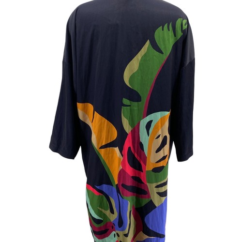Chicos Wild Palm Long Kimono size L/XL navy blue NEW tropical cruise beach - Picture 7 of 9