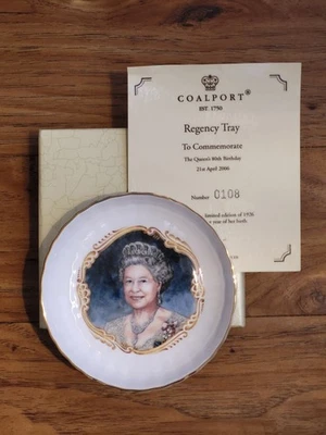 ●●COALPORT QUEEN MOTHER 80th BIRTHDAY CHINA REGENCY TRAY limited edition BOXED - Image 1 of 4