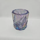 Vintage Fenton Carnival Glass Votive Purple & Blue Iris Pattern 2.5"