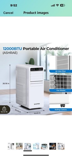 12,000 BTU Portable Air Conditioner, 3-IN-1 Smart AC Unit with Fan/Dehumidifier - Picture 3 of 7