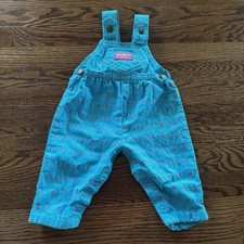 Vtg OshKosh B Gosh Pink Tag Bubble Overalls Blue Pink Flowers 12M USA Union Made