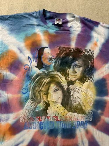 Vintage 2006 American Idol Kelly Clarkson Addicted Tour Shirt Large L Tie Dye - Picture 7 of 8