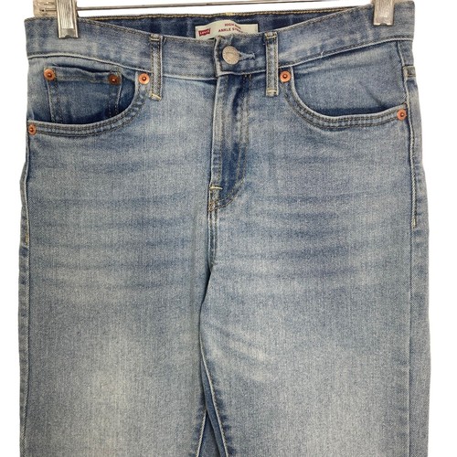 Levis Jeans Girls 12R Light Wash High Rise Ankle Straight Stretch Raw Hem - Picture 5 of 8