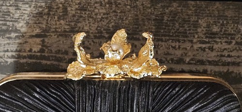 House Of Harlow Black Gold Evening Clutch  Chain Strap and Decorative Clasp NwT - Bild 5 von 9