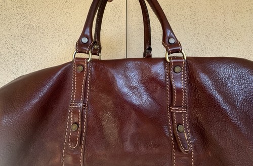 Bolso de Viaje Floto Marrón Italiano Cuero Venezia Baúl Lona Hecho a Mano Italia - Imagen 6 de 17