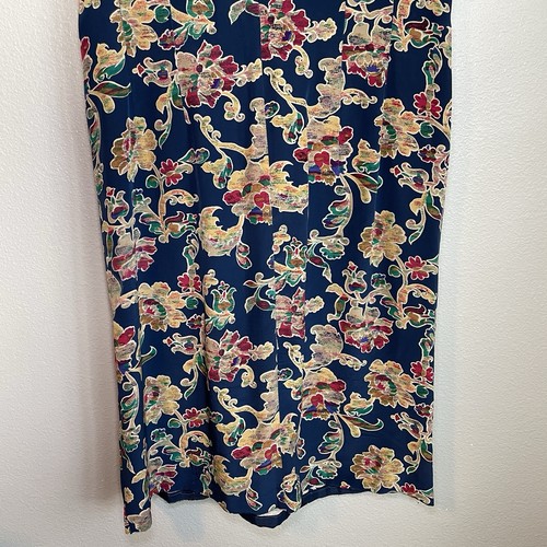 Vtg Adrianna Papell Silk Wrap Maxi Dress Sz 12 Blue Floral Fairy Grunge Academia - Picture 11 of 11