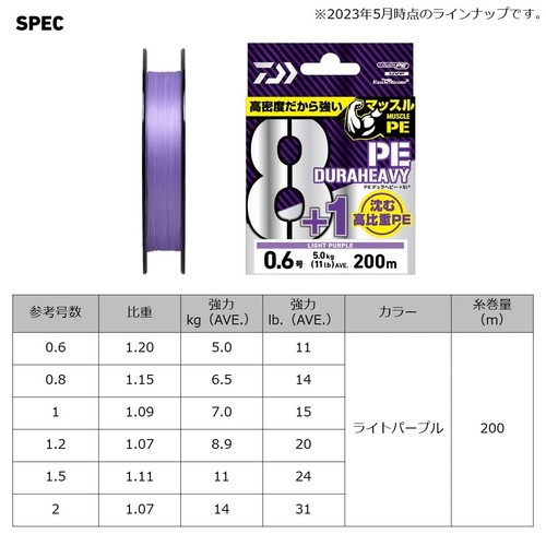 DAIWA PE Line UVF PE Dura Heavy X8+1+Si2 Light Purple 0.6-200 - Picture 6 of 6