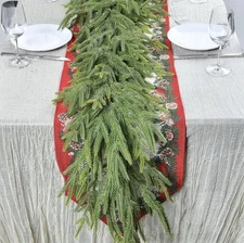 1 PCS 6 FT Artificial Norfolk Pine Garland, Real Touch Christmas Garland