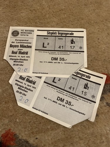 2 FC Bayern München - Real Madrid Europapokal 1975 1976 Tickets - Bild 1 von 2