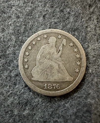 1876-CC Carson City Mint Silver Seated Liberty Quarter  KM# A98 G/VG