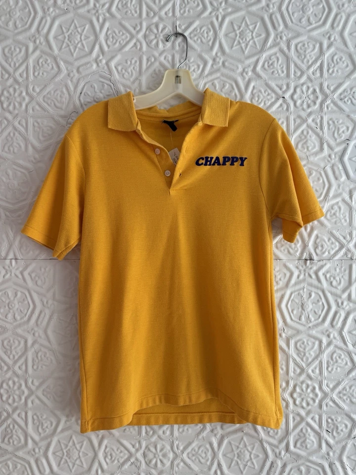 1970s vintage skate polo shirt-Yellow-Gold Screen High Roller Derby Rainbow Chap - Image 3 of 4