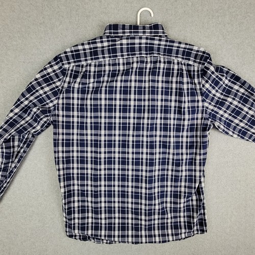 J. Camisa Crew Para Hombre Talla Grande Flex Lavada Calce Ajustado Camisa Abotonada Azul A Cuadros - Imagen 2 de 9