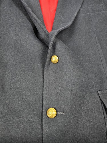 Vtg Pendleton Flannel Blazer Men's 42R Solid Navy Wool Gold  Button Coat of Arms - Picture 6 of 16