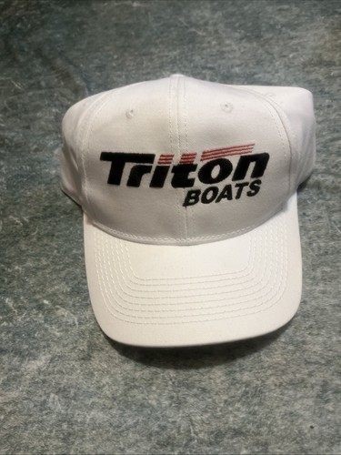 TRITON BOATS WEISSE KAPPE BARSCH ANGELN MÜTZEN KOPFBEDECKUNG BEKLEIDUNG Druckknopflasche Mütze NEU