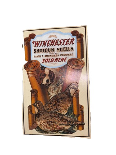home decor  shotgun shells powders quail hunting dog metal tin sign 10” X 17.5” - Picture 2 of 3
