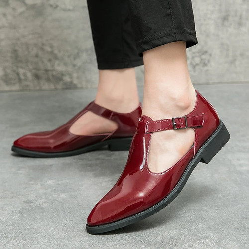 Men's Breathable Pointed Toe Casual Leather Dress Shoes Formal Business Sandals - Picture 14 of 17